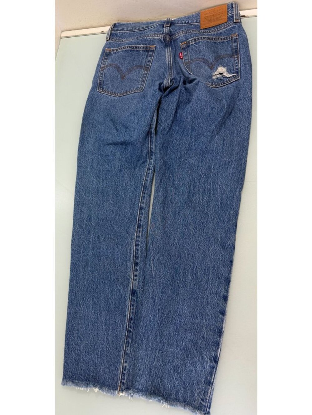 Levis Wedgie Premium Jeans Women's 25W 28L Button Fly Medium Wash Frayed